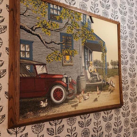 Signed & Numbered H. Hargrove "Country Living" Print With Wood Frame - Picture 5 of 13